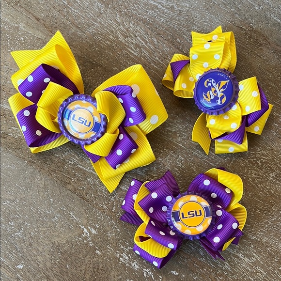 etsy Other - LSU Polka Dot Hair Bow Trio